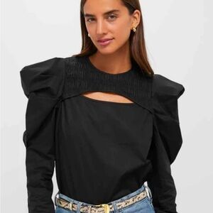 NWT Hyacinth House Black Keyhole Beckett Blouse XXS